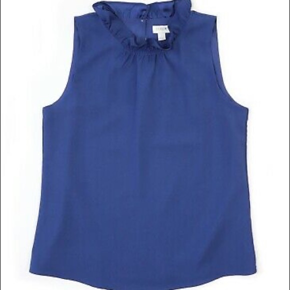 J. Crew ruffle neck shirt blouse (color night sky) - Picture 1 of 3
